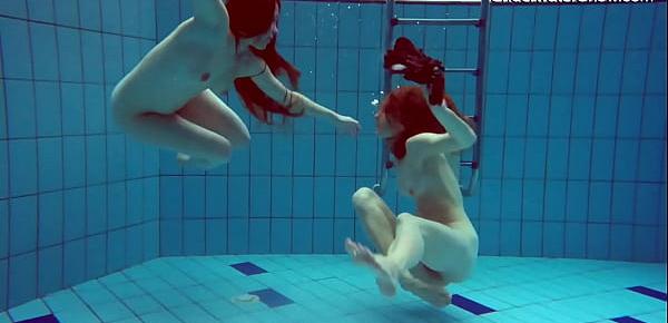  Diana Zelenkina and Simonna sexy brunettes in the pool